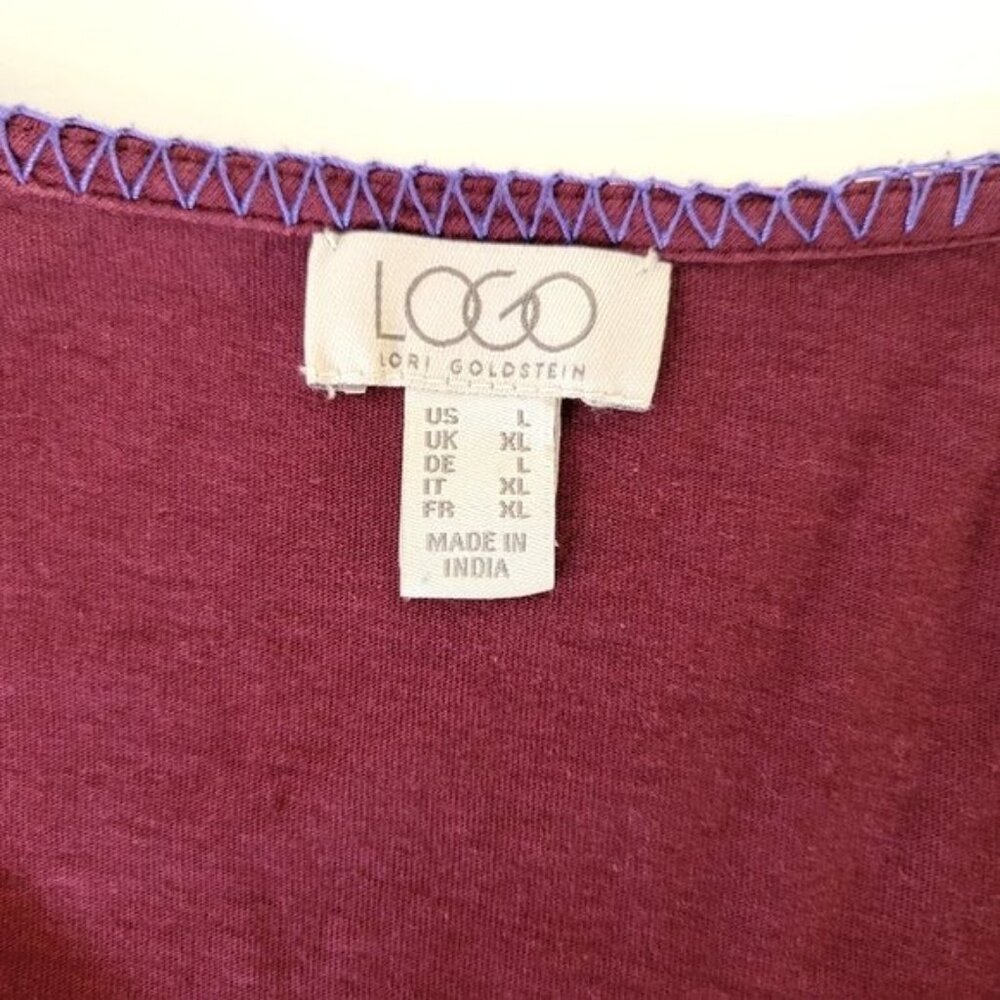 LOGO by Lori Goldstein Jersey Knit Embroidered Open Front Cardigan - Picture 2 of 4
